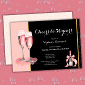 Cheers to 50 Years Black Champagne Birthday 招待状
