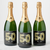 Cheers To 50 Years Black Gold  スパークリングワインラベル (ボトル)