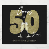 Cheers To 50 Years Black Gold  スパークリングワインラベル (シングルラベル)