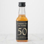 Cheers to 50 Years Black Gold 50th Birthday Party リキュールボトルラベル (正面)