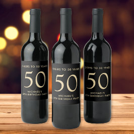 Cheers to 50 Years Black Gold 50th Birthday Party ワインラベル