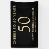 Cheers To 50 Years Black Gold 50th Birthday Party 横断幕 (縦)