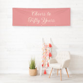Cheers to 50 Years Blush Pink Elegant Script  横断幕 (インサイチュ)