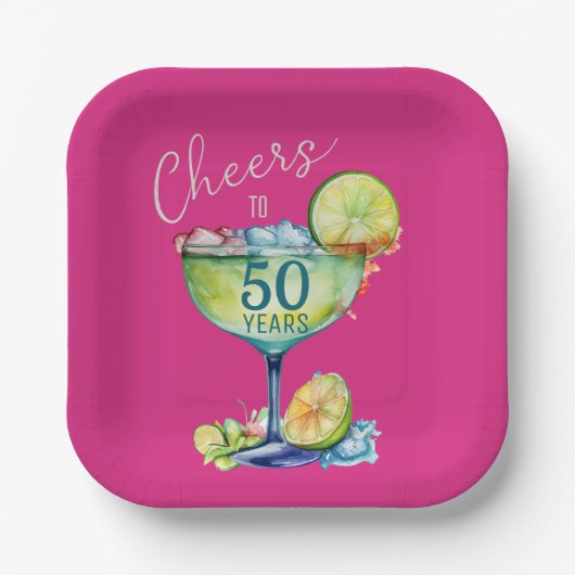 Cheers to 50 Years Milestone Birthday  ペーパープレート (正面)