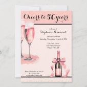 Cheers to 50 Years Pink Champagne Birthday 招待状 (正面)