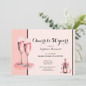 Cheers to 50 Years Pink Champagne Birthday 招待状 (スタンド正面)