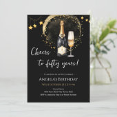 Cheers to 50th Birthday Black and Gold 招待状 (スタンド正面)