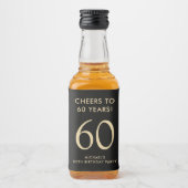 Cheers to 60 Years Black Gold 60th Birthday Party リキュールボトルラベル (正面)