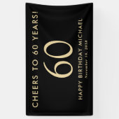 Cheers To 60 Years Black Gold 60th Birthday Party 横断幕 (縦)