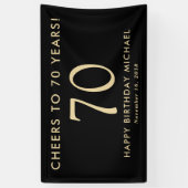 Cheers To 60 Years Black Gold 70th Birthday Party 横断幕 (縦)