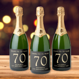 Cheers to 70 Years Black Gold 70th Birthday Party スパークリングワインラベル