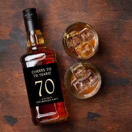 Cheers to 70 Years Black Gold 70th Birthday Party リキュールボトルラベル