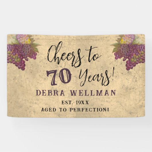 Cheers to 70 Years Elegant Rustic Wine Party 横断幕 (横)