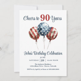 Cheers to 90 Years Birthday Party Invitation 招待状