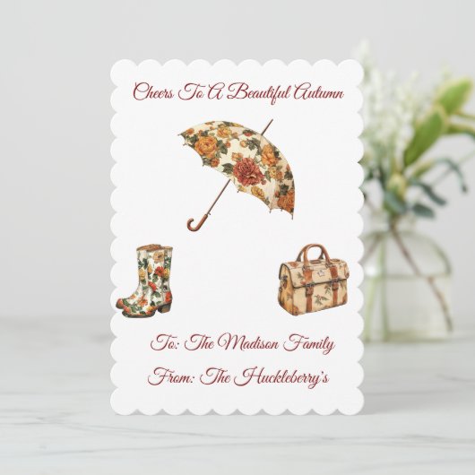 Cheers to a Beautiful Autumn | Personalized Flat  カード (スタンド正面)