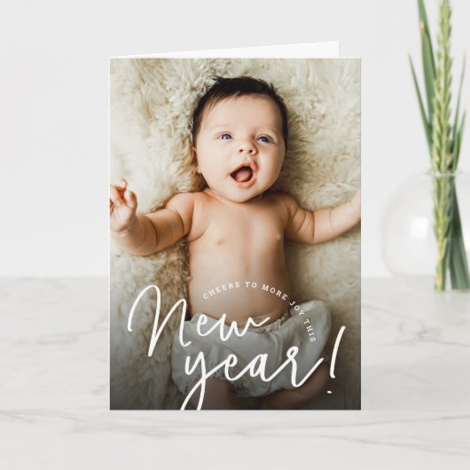 Cheers to a joyful New Year baby photo birth  シーズンカード (正面)