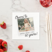 Cheers to Fifty Years 50 Retro Photo Birthday  スタンダードカクテルナプキン (インサイチュ)