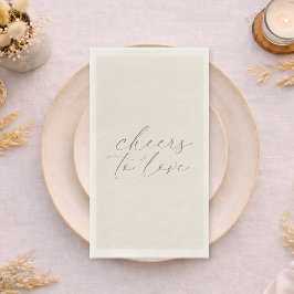 「Cheers to Love」ニュートラルな結婚式のゲスト用タオル