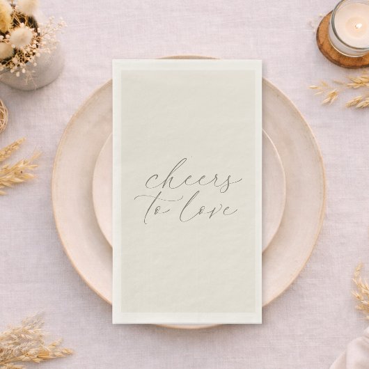 「Cheers to Love」ニュートラルな結婚式のゲスト用タオル