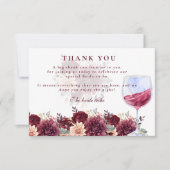 Cheers to Love Burgundy Floral Bridal Shower サンキューカード (正面)