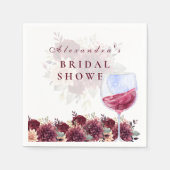Cheers to Love Burgundy Floral Bridal Shower スタンダードカクテルナプキン (正面)