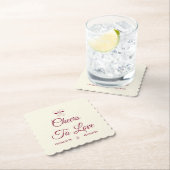 Cheers To Love Burgundy Script Ivory Bow Wedding ペーパーコースター (インサイチュ)