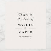 Cheers To Love Classic Elegant White Wedding ワインラベル (シングルラベル)