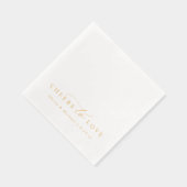 Cheers to Love Elegant Modern Wedding Gold 箔ナプキン (右)
