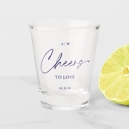Cheers to Love – Elegant Wedding Shot Glass ショットグラス (正面)