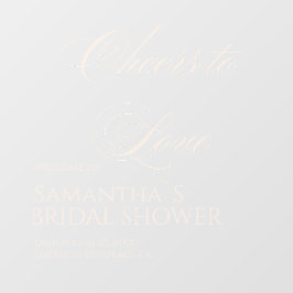 Cheers to Love Elegant White Bridal Shower  ウィンドウサイン