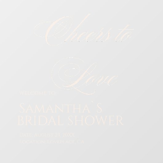 Cheers to Love Elegant White Bridal Shower  ウィンドウサイン (シート)
