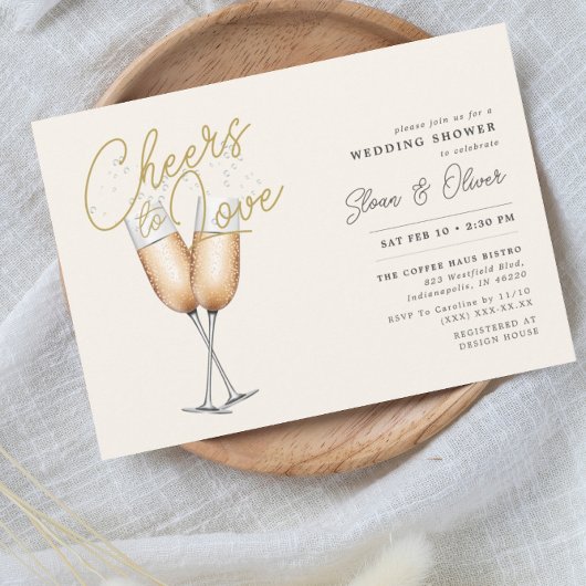 Cheers to Love Ivory Bridal Shower 招待状
