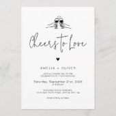 Cheers to Love Minimalist Script Retro Wedding 招待状 (正面)