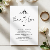 Cheers to Love Minimalist Script Retro Wedding 招待状