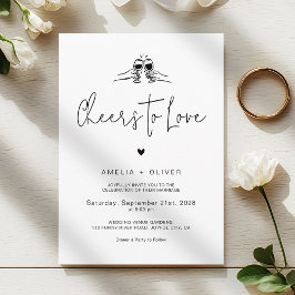 Cheers to Love Minimalist Script Retro Wedding 招待状