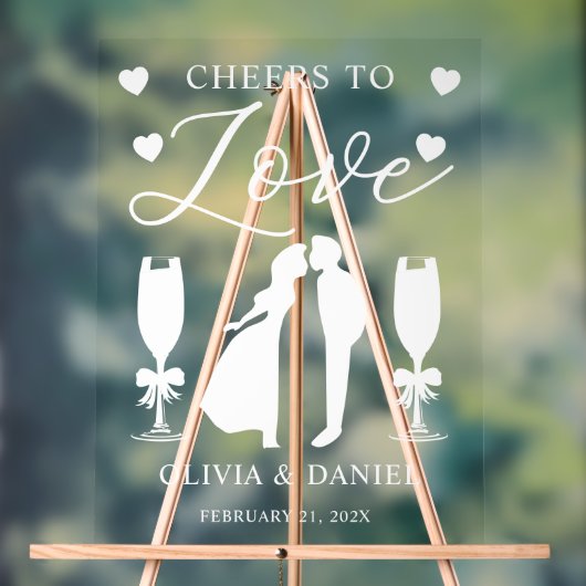 Cheers to Love Personalized Wedding アクリルサイン (ニュートラル)