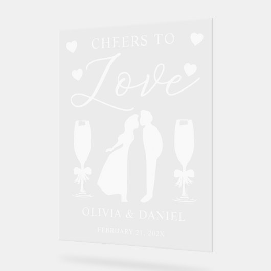 Cheers to Love Personalized Wedding アクリルサイン (傾斜)
