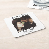 Cheers to Love | Photo Template Wedding スクエアペーパーコースター (アングル)