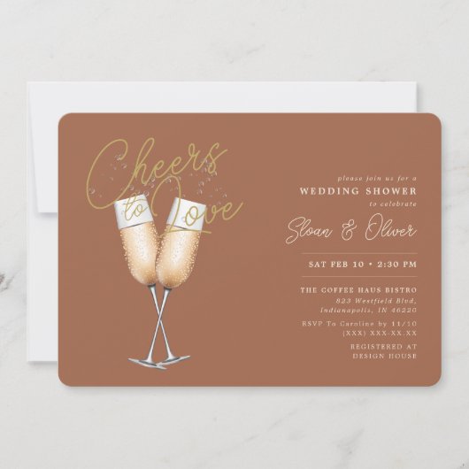 Cheers To Love Rust Bridal Shower 招待状 (正面)