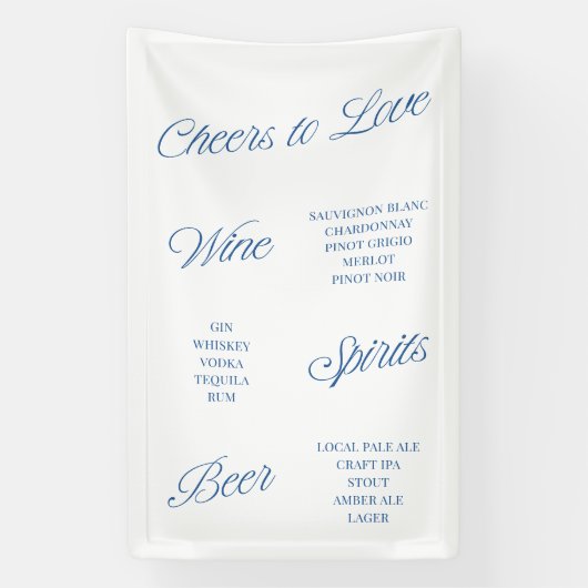 Cheers to Love Script Wedding Bar Menu Banner Sign 横断幕 (縦)