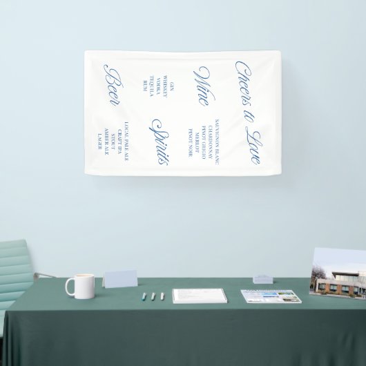Cheers to Love Script Wedding Bar Menu Banner Sign 横断幕 (トレードショー)