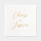 Cheers to Minimalist Birthday Name Gold Script  箔ナプキン (正面)