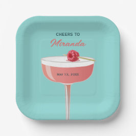 Cheers to [Name] Party Plate with Cocktail ペーパープレート