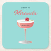 Cheers to [Name] Personalized Party  スクエアペーパーコースター (正面)