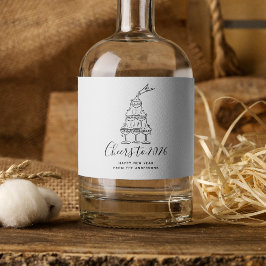 Cheers to New Years Party Hand Drawn  スパークリングワインラベル