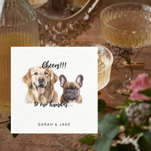 Cheers to our Humans Custom Pet Cocktail Wedding スタンダードカクテルナプキン