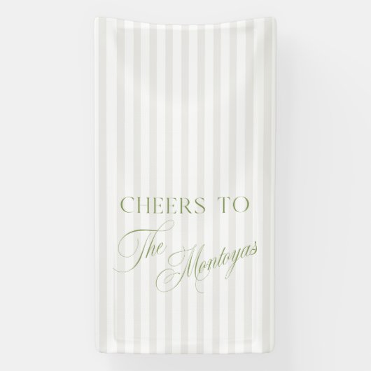 Cheers to Sage Green & Beige Wedding Banner 横断幕 (縦)