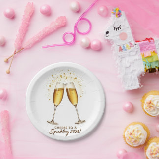 Cheers to Sparkling 2026 Plates ペーパープレート