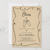 Cheers to Surviving the First Year Funny Birthday 招待状 (正面)