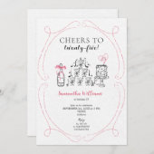 Cheers to the Birthday Girl Boozy Champagne Tower 招待状 (正面/裏面)